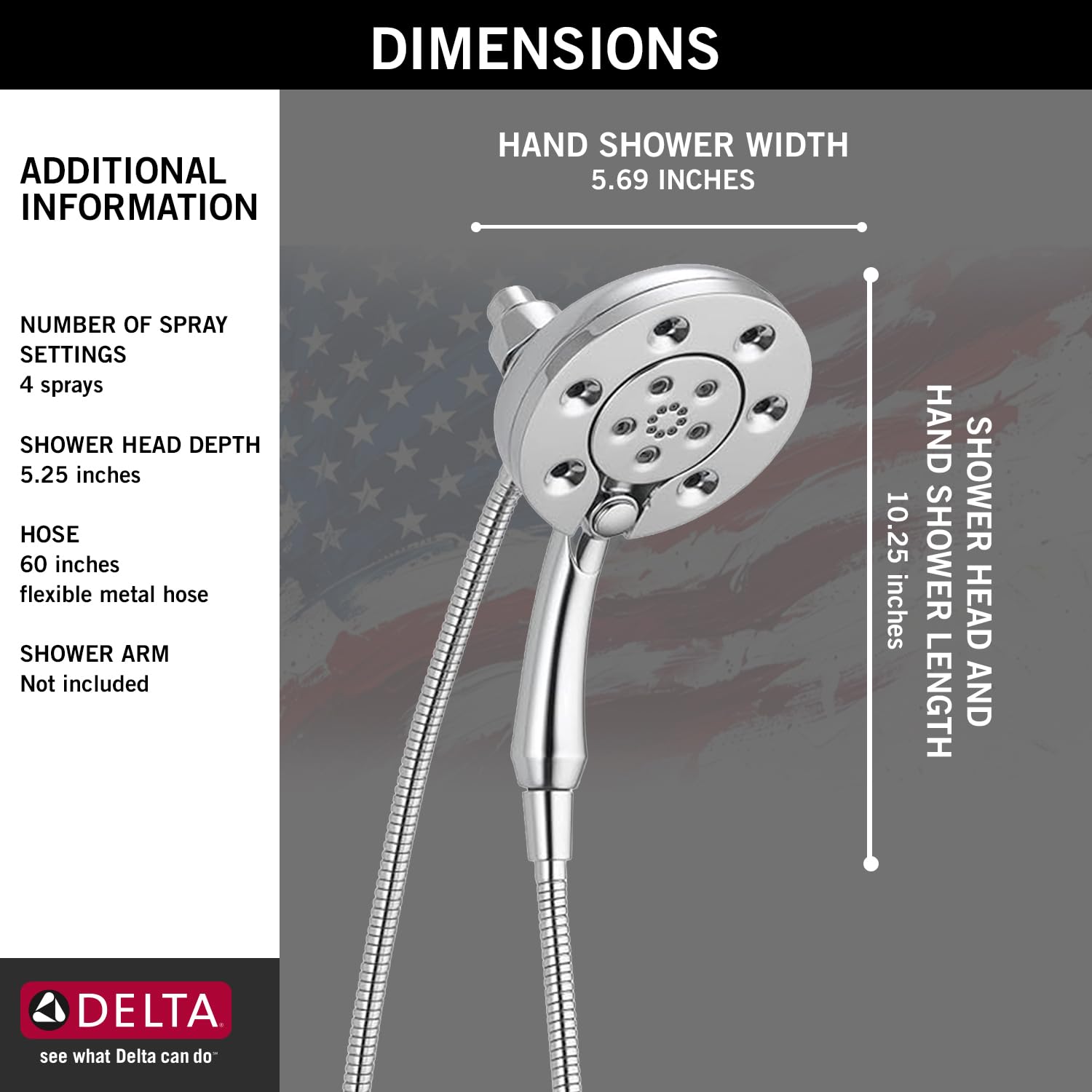 Delta Faucet 4-Spray In2ition 2-in-1 Dual Shower Head with